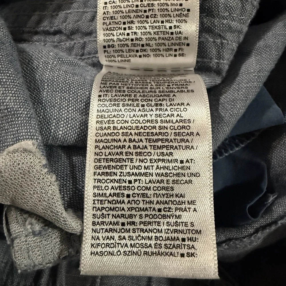 Athleta Cabo Linen Joggers Blue Chambray Women's Size‎ 4 Drawstring Zip Pockets - Picture 6 of 10